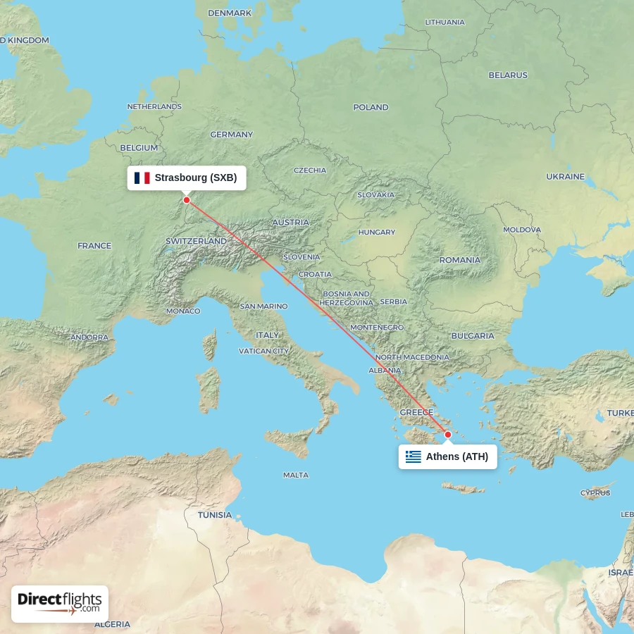 ATH - SXB route map