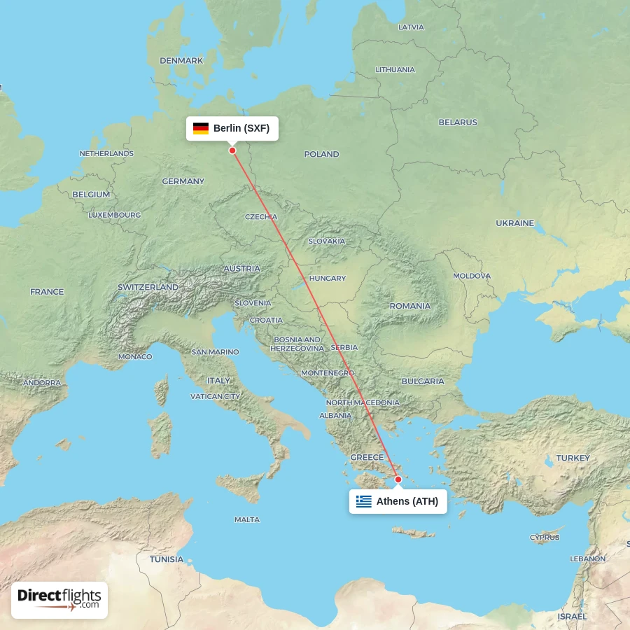 ATH - SXF route map