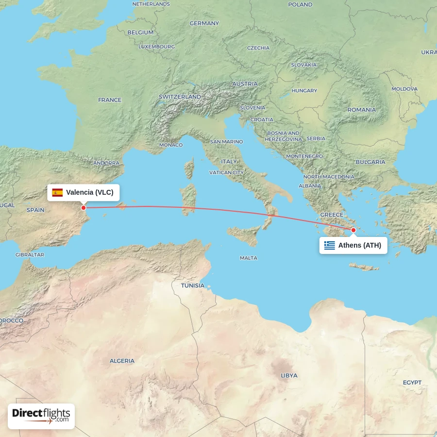 ATH - VLC route map