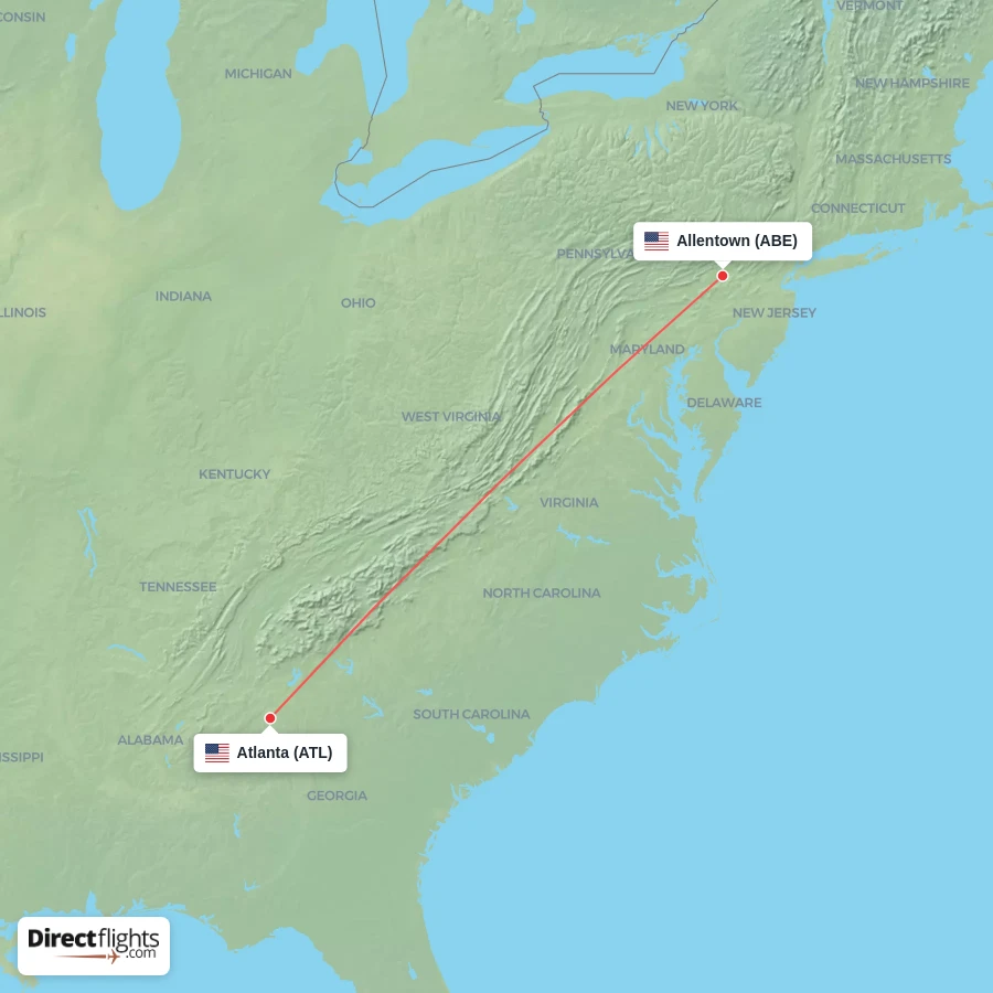 ATL - ABE route map