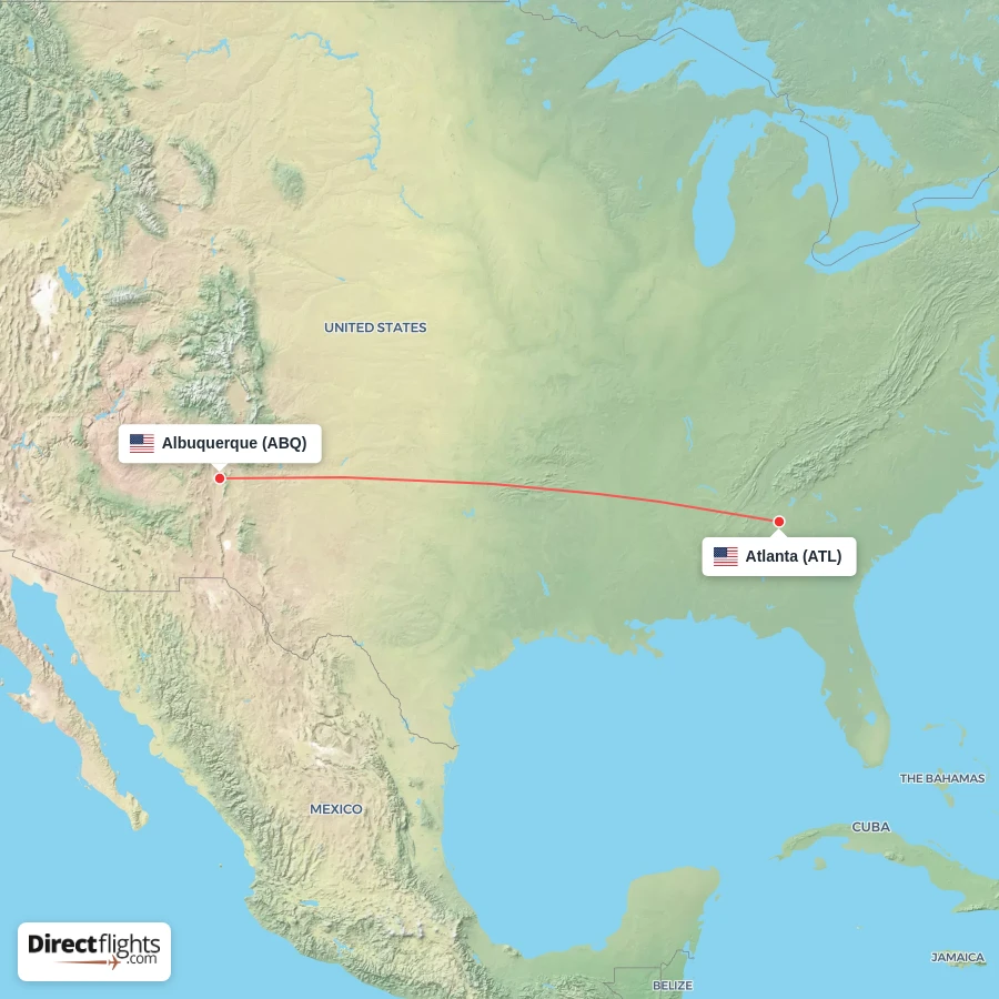 ATL - ABQ route map