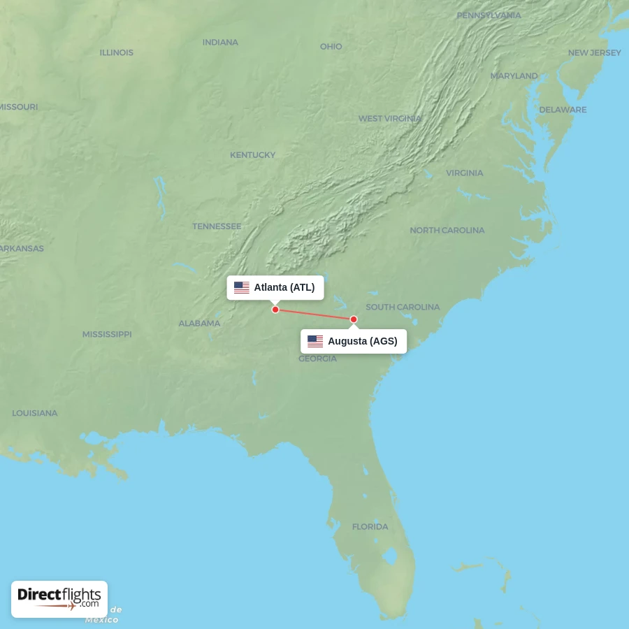 ATL - AGS route map