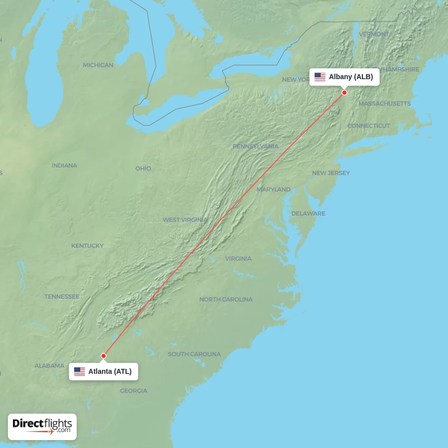ATL - ALB route map