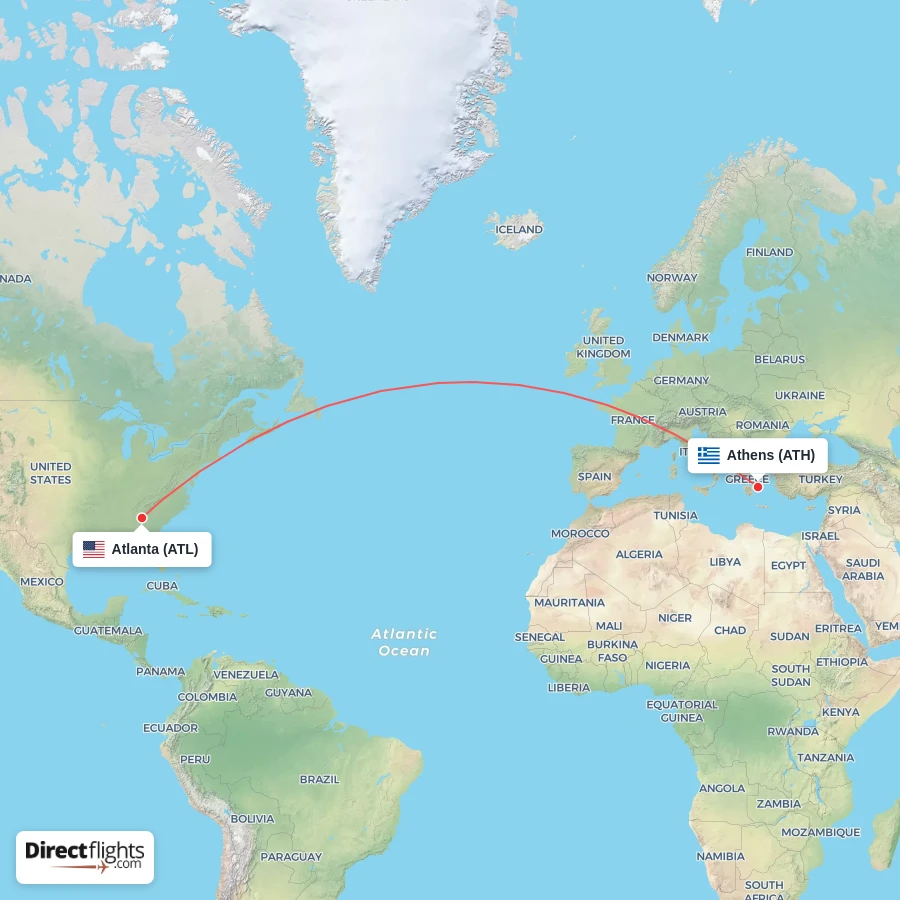 ATL - ATH route map