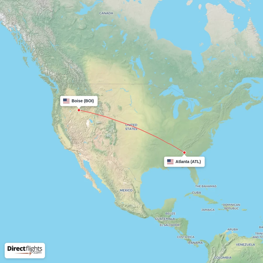 ATL - BOI route map