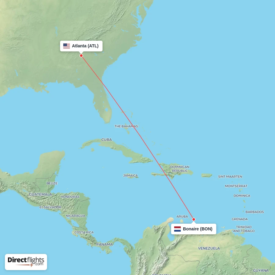 ATL - BON route map