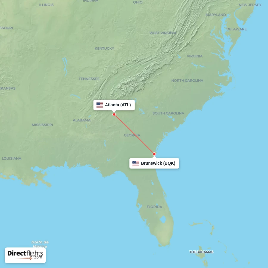 ATL - BQK route map