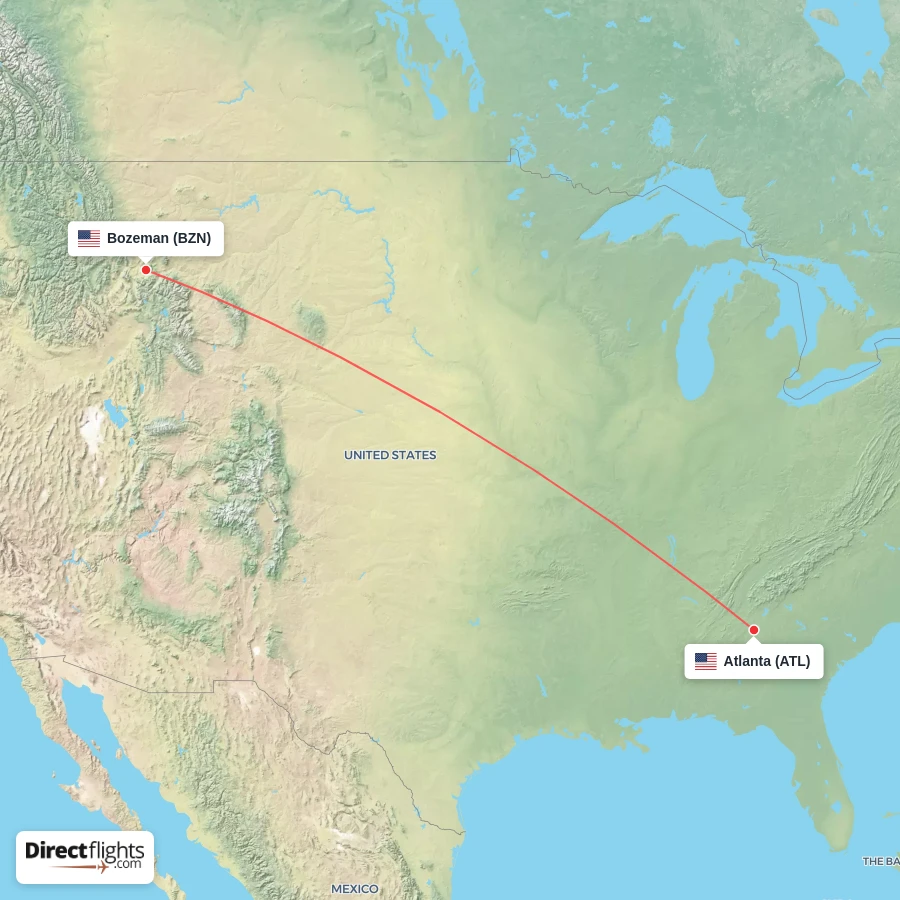 ATL - BZN route map