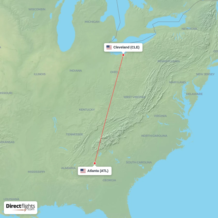 ATL - CLE route map