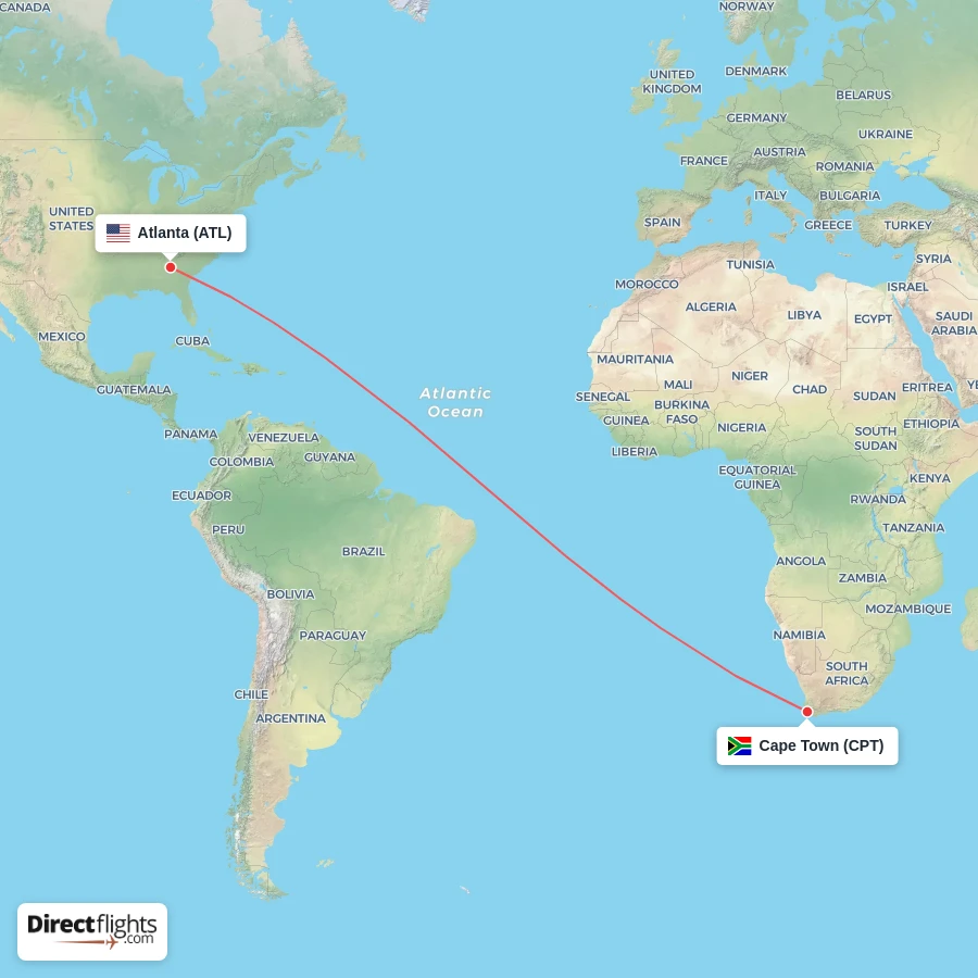 ATL - CPT route map