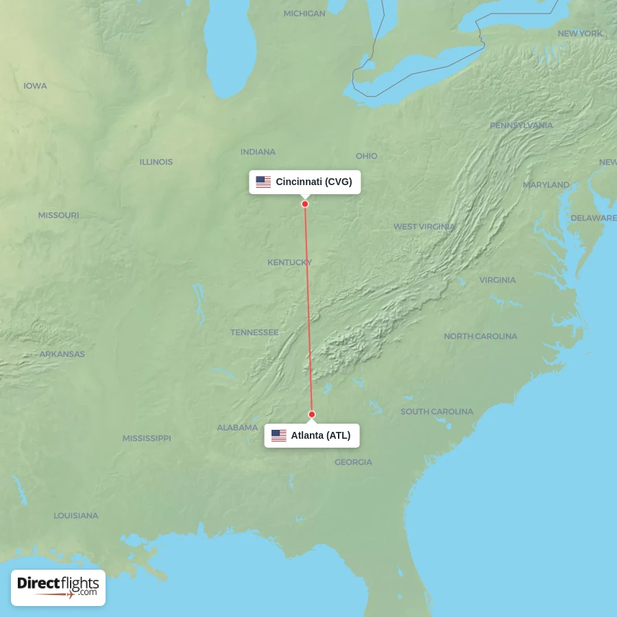 ATL - CVG route map