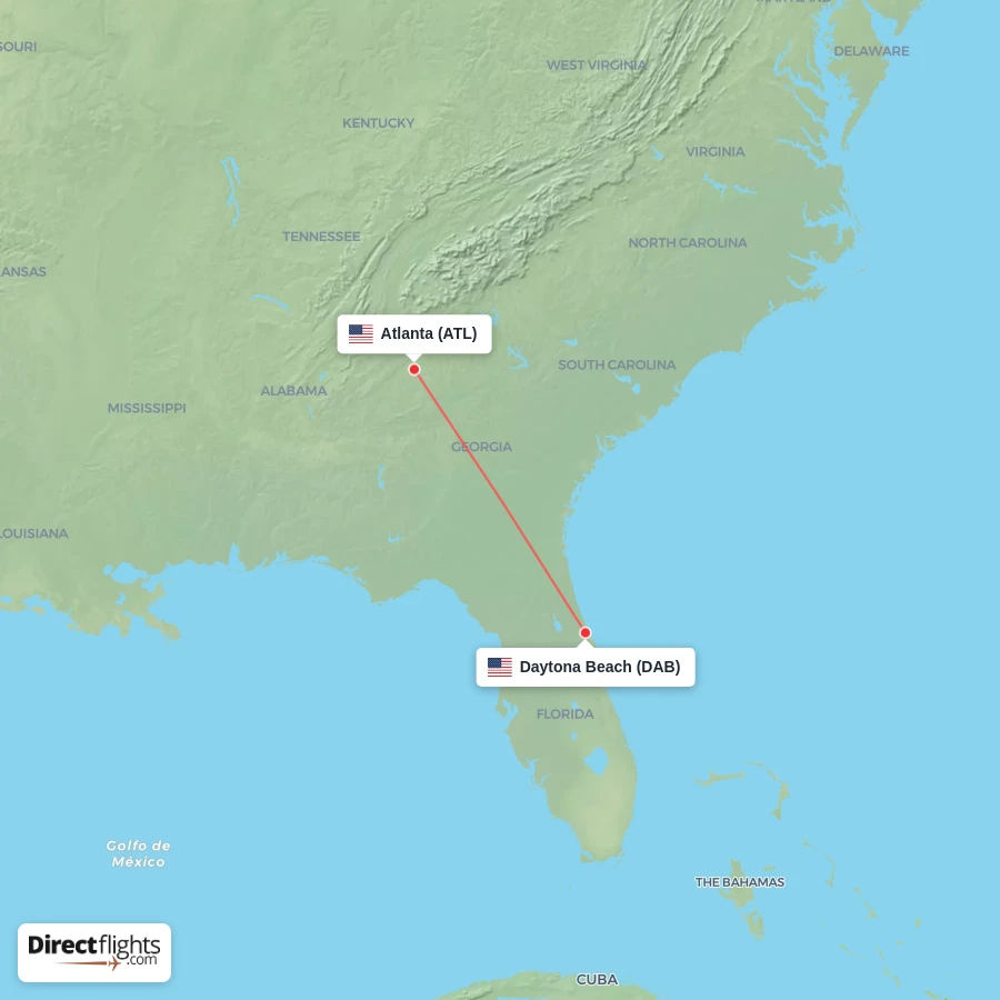 ATL - DAB route map