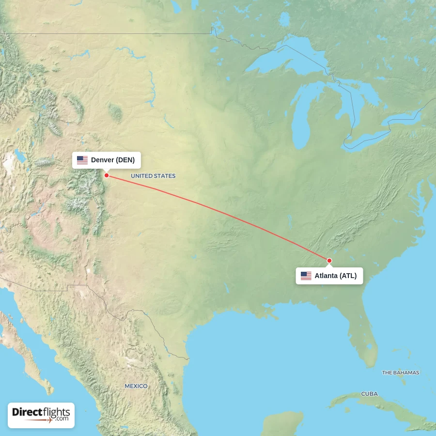 ATL - DEN route map