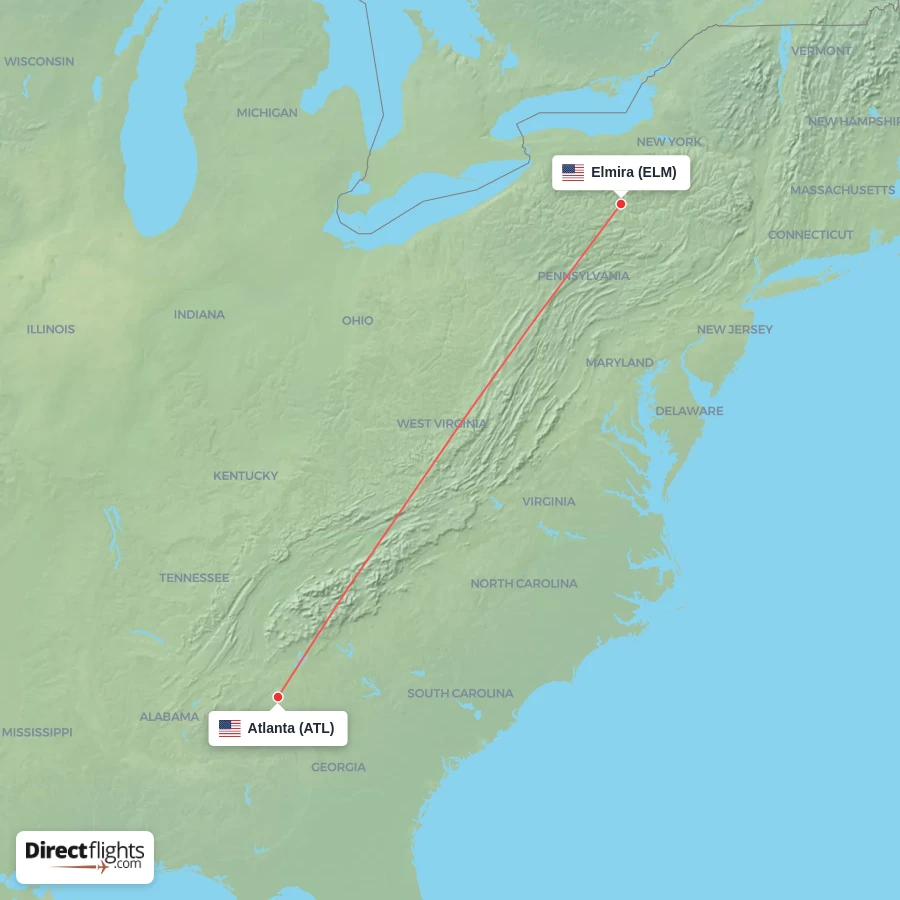 ATL - ELM route map