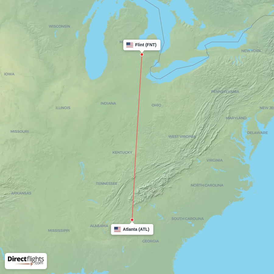 ATL - FNT route map