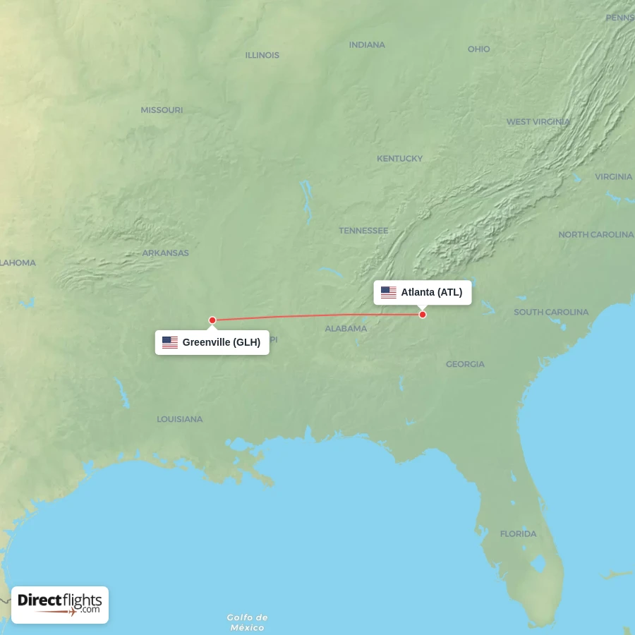 ATL - GLH route map