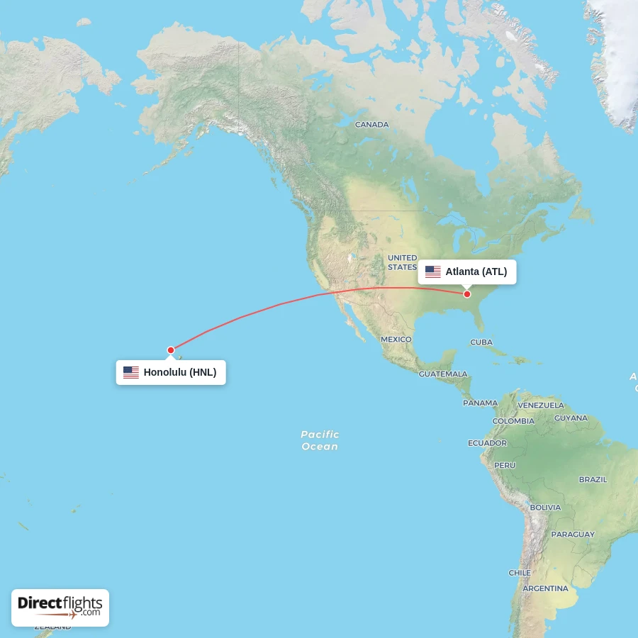 ATL - HNL route map