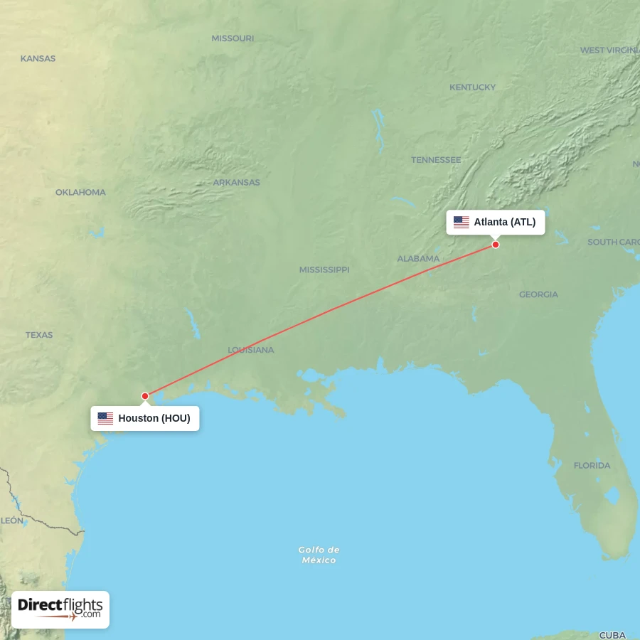 ATL - HOU route map