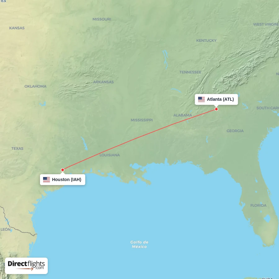 ATL - IAH route map