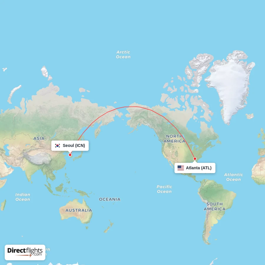 ATL - ICN route map