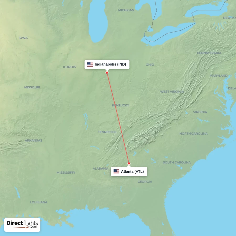 ATL - IND route map