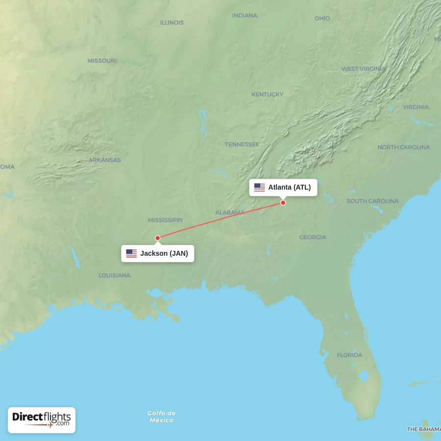 ATL - JAN route map