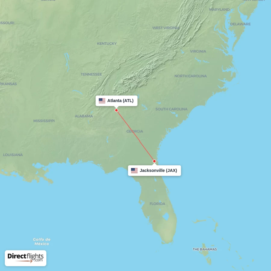 ATL - JAX route map