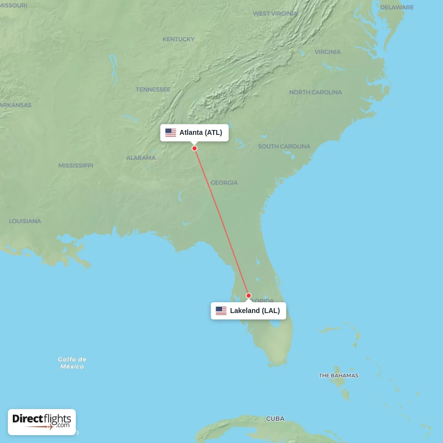 ATL - LAL route map