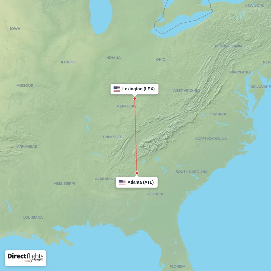 ATL - LEX route map