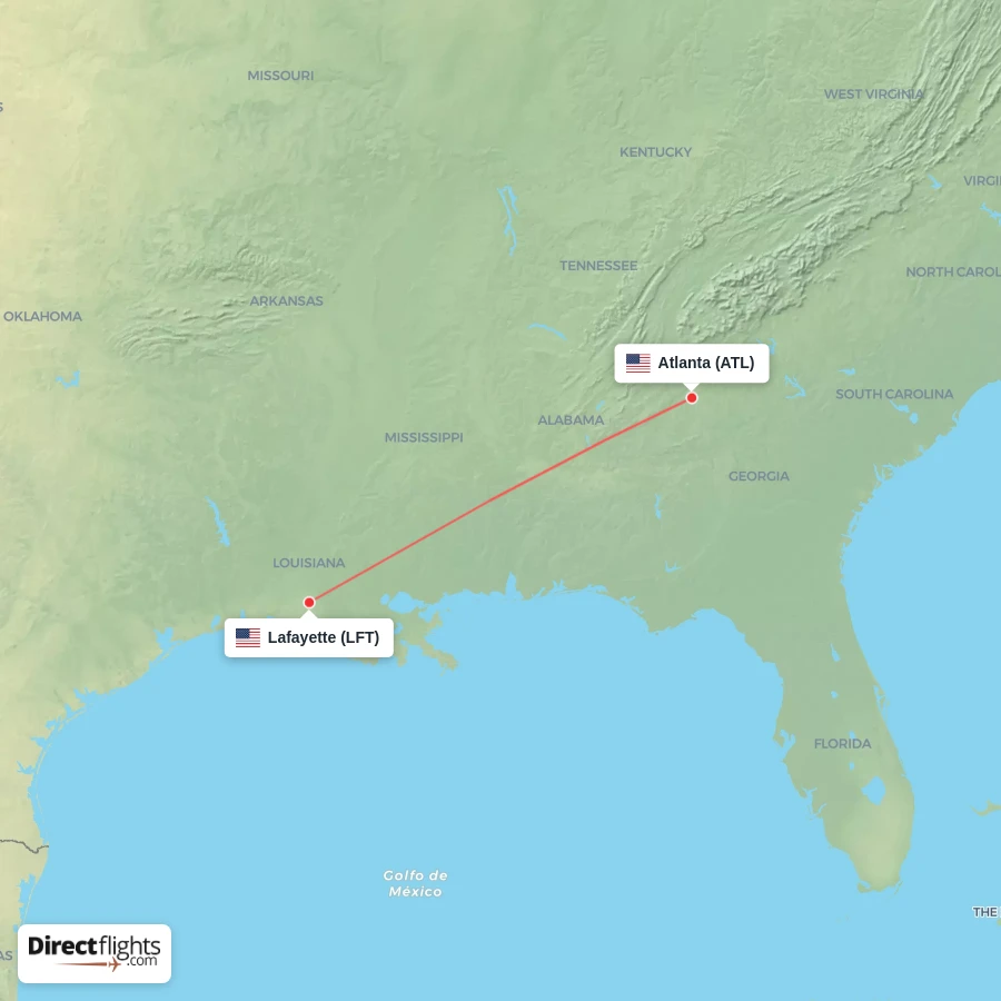 ATL - LFT route map