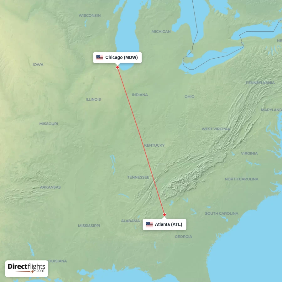 ATL - MDW route map