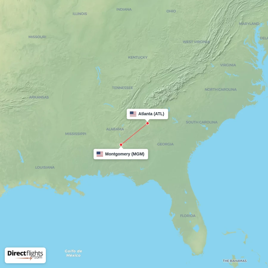 ATL - MGM route map