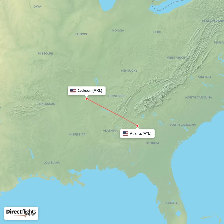 ATL - MKL route map