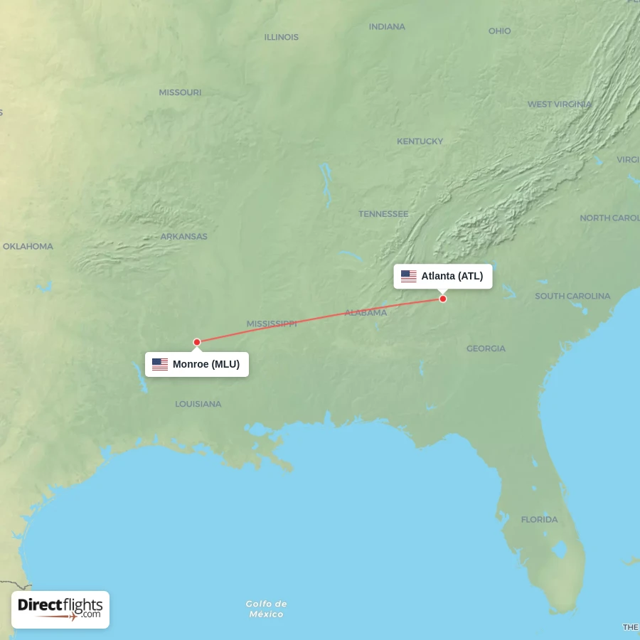 ATL - MLU route map