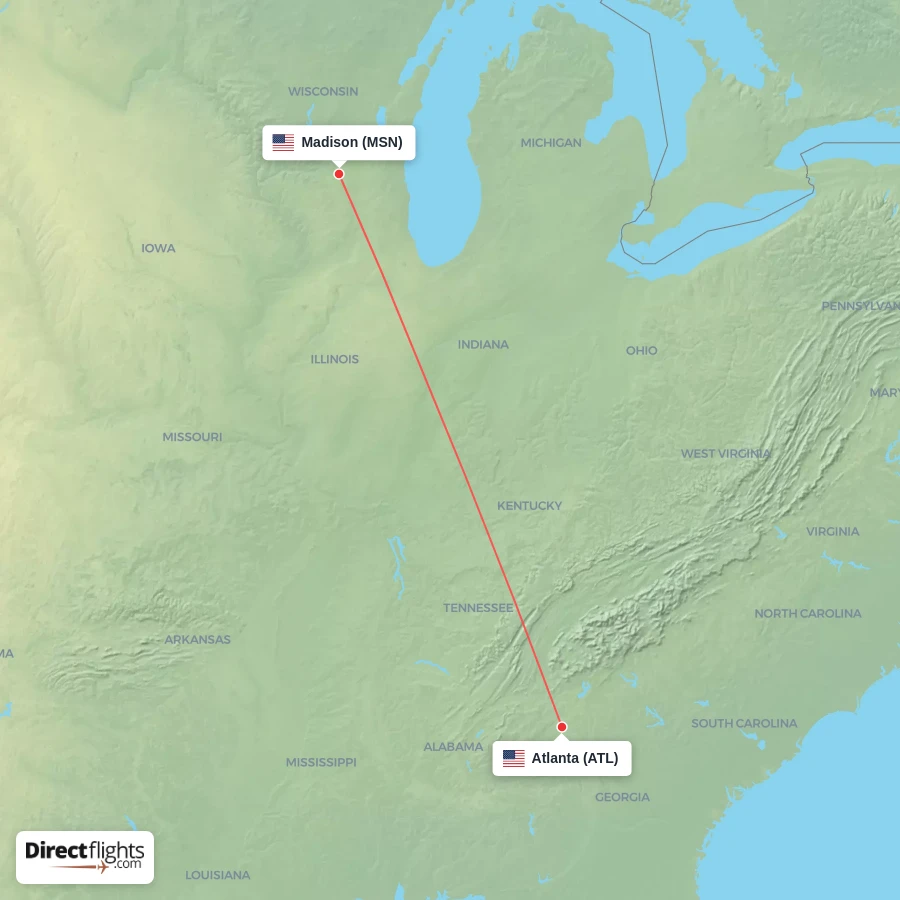 ATL - MSN route map