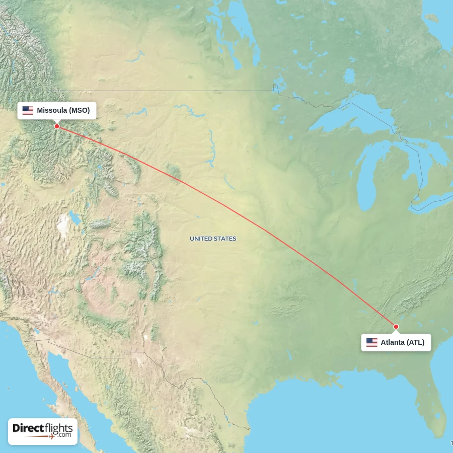 ATL - MSO route map