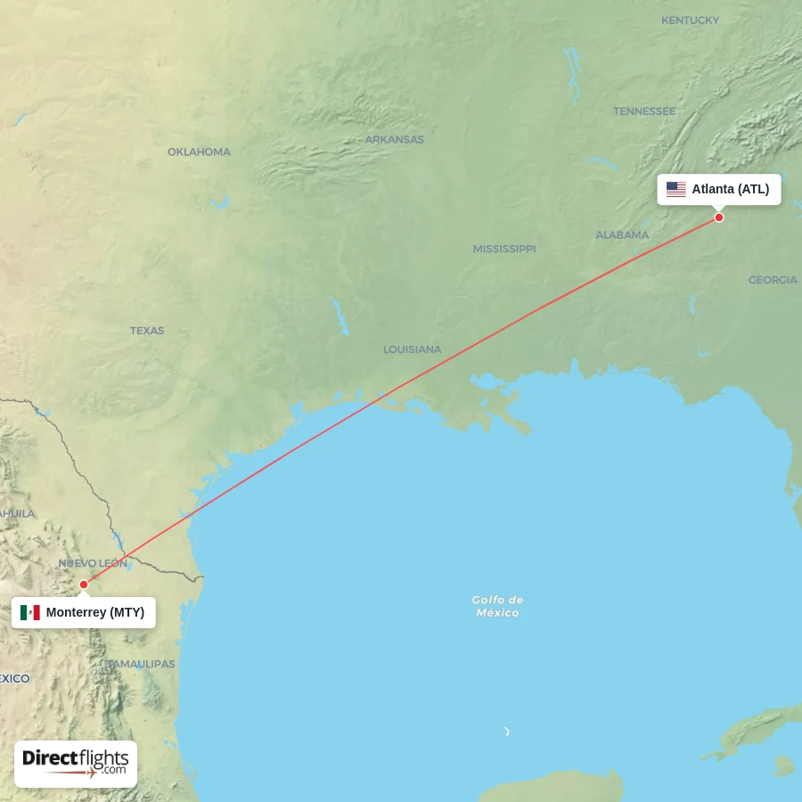 ATL - MTY route map