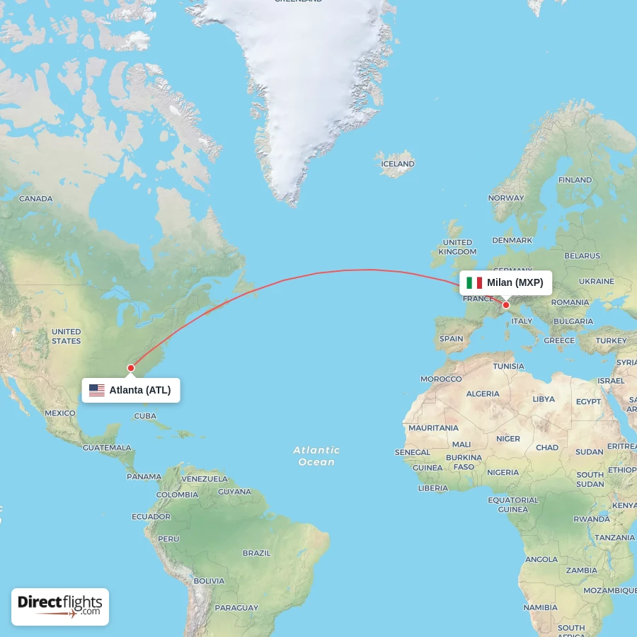 ATL - MXP route map