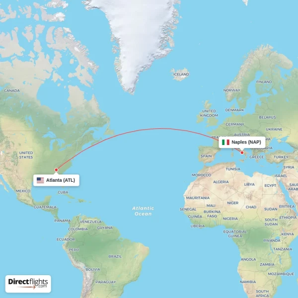 Atlanta - Naples direct flight map
