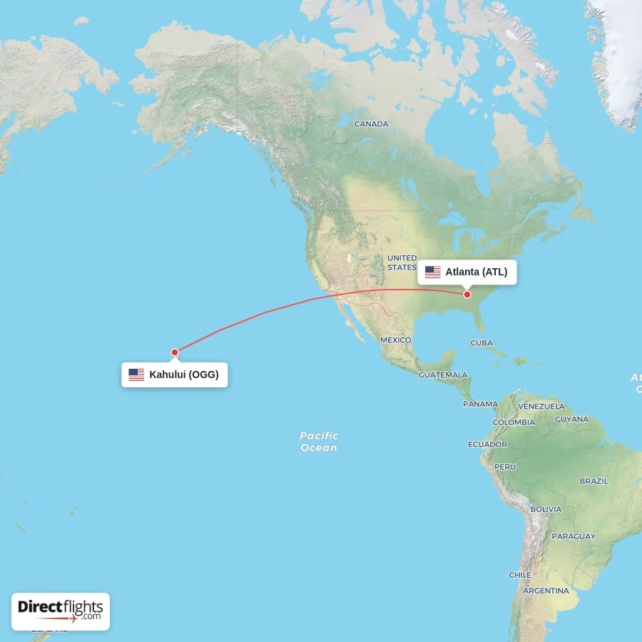 ATL - OGG route map