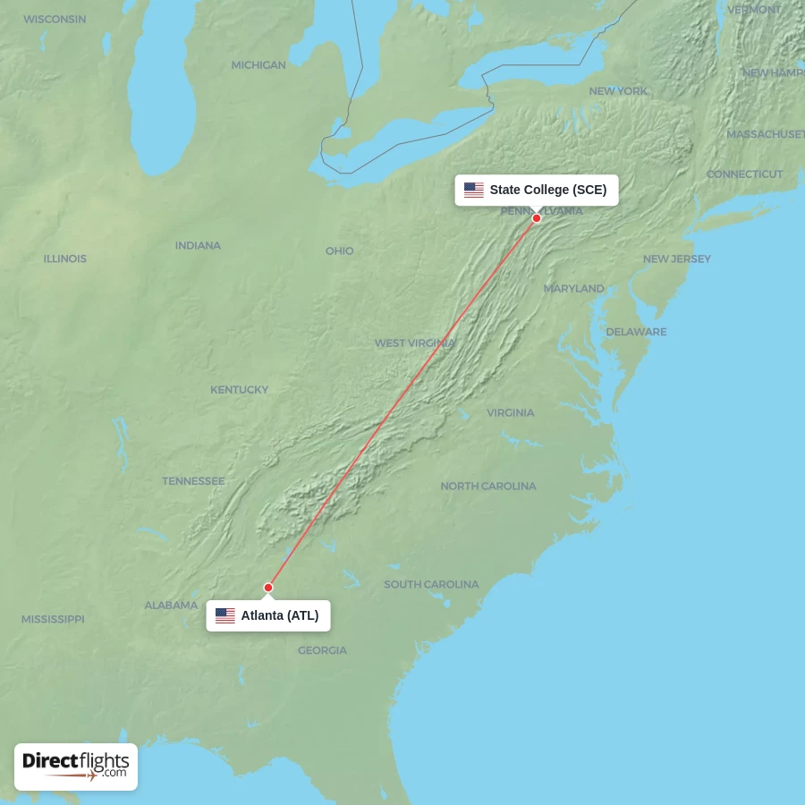 ATL - SCE route map