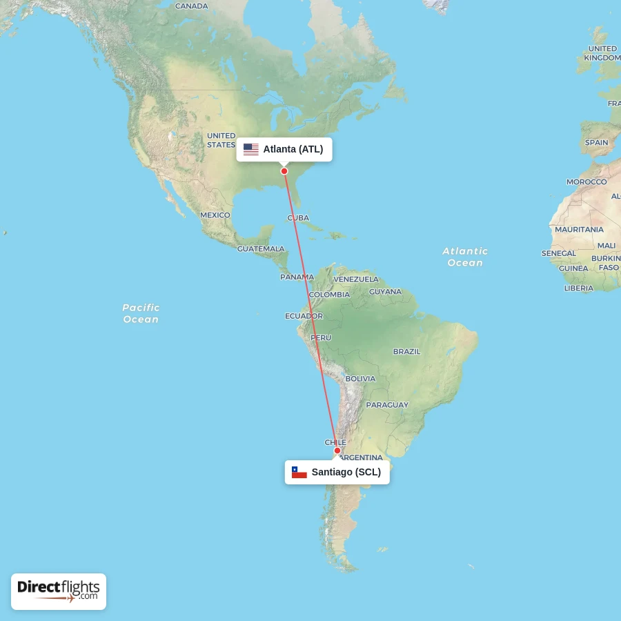 ATL - SCL route map