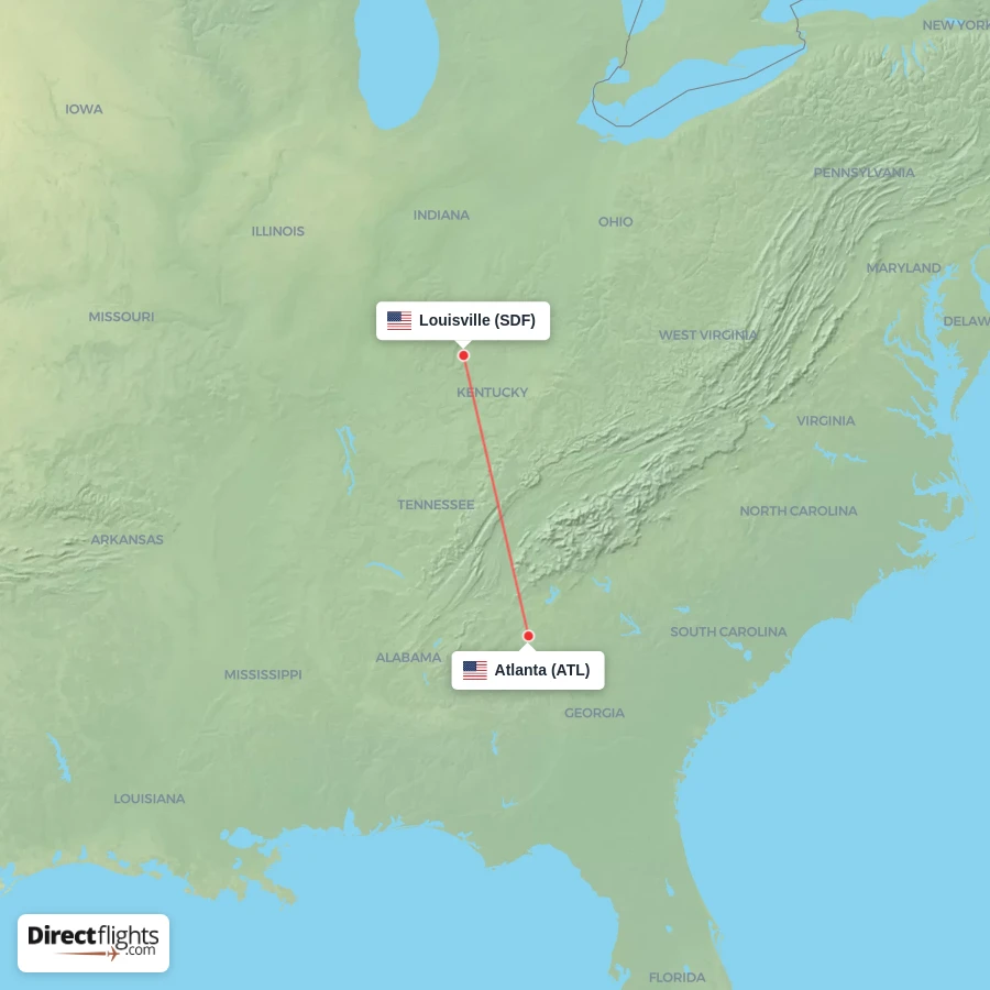 ATL - SDF route map