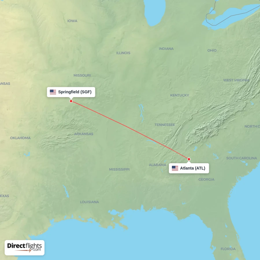 ATL - SGF route map