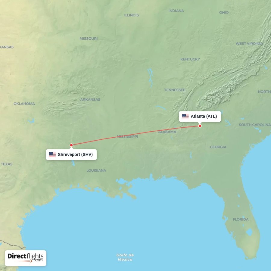 ATL - SHV route map