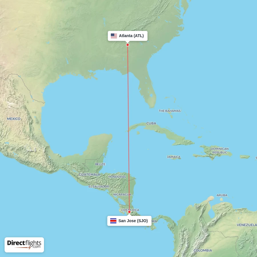 ATL - SJO route map