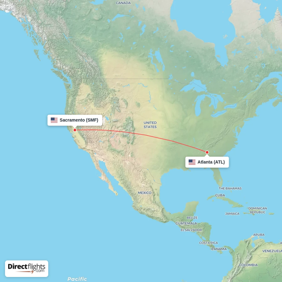 ATL - SMF route map
