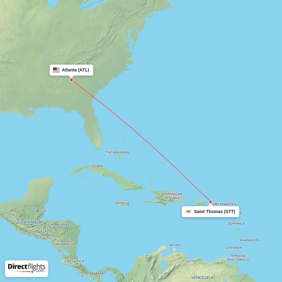 ATL - STT route map