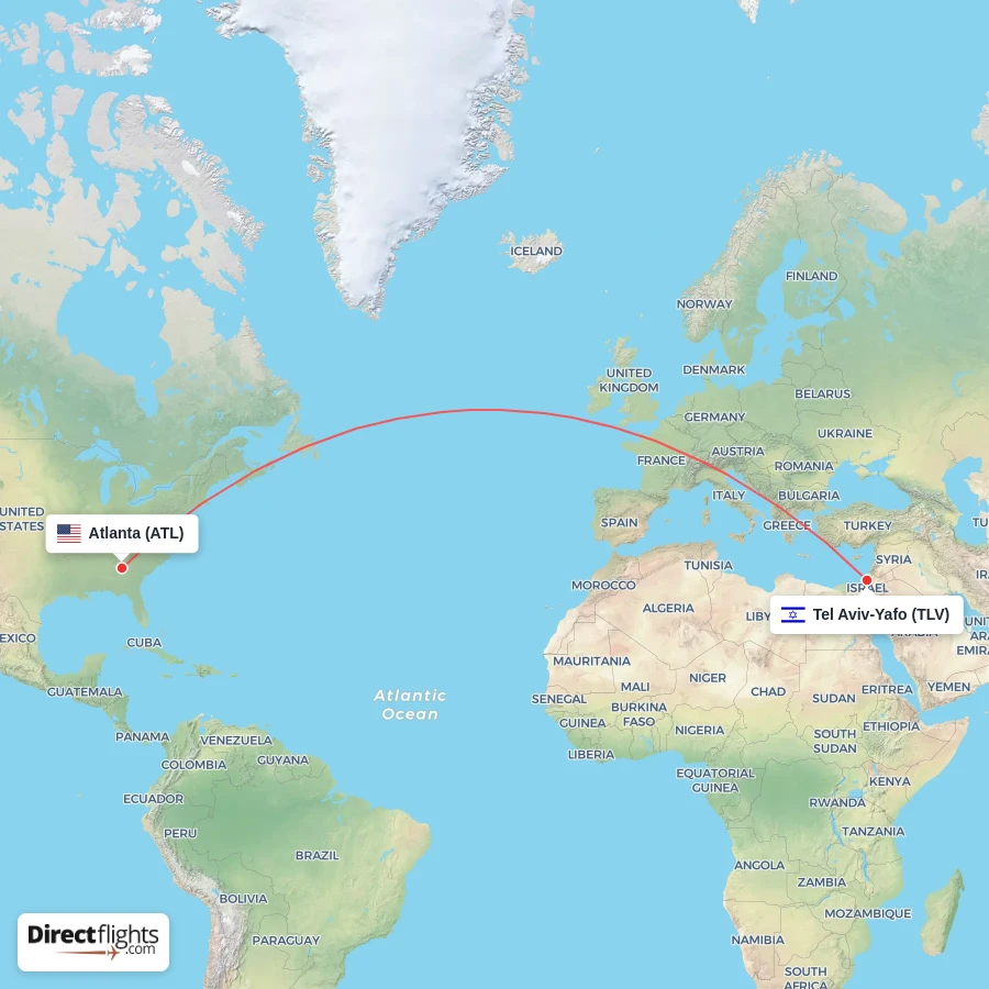 ATL - TLV route map
