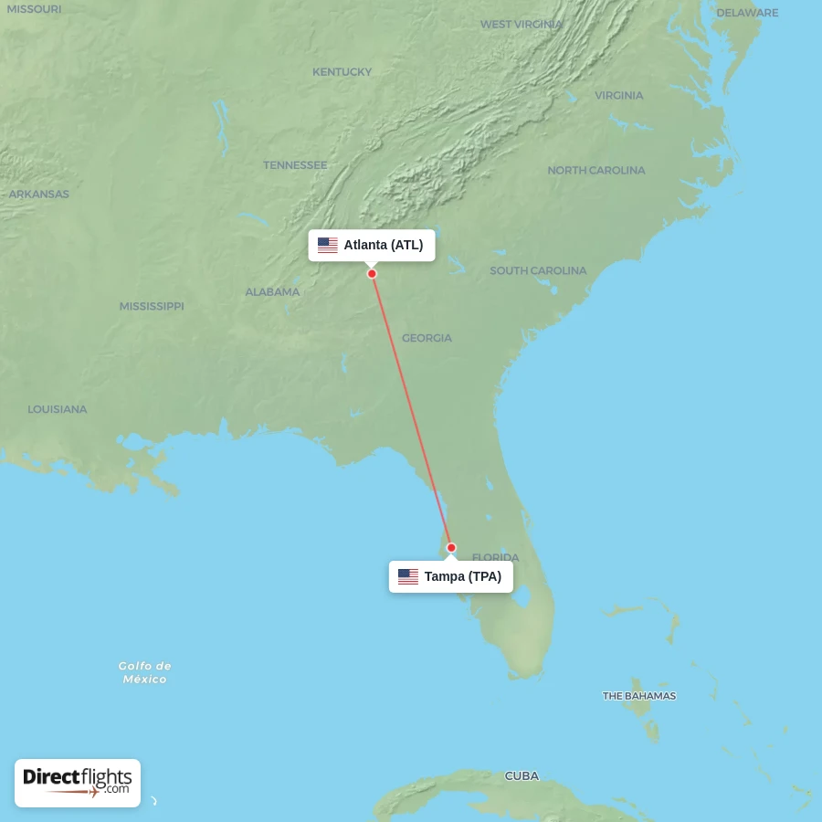 ATL - TPA route map